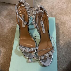 Aquazzura Glittering Silver Heels